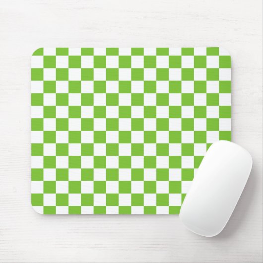 Tapis De Souris Noir vert et blanc Checkered (Avec souris)