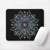 Tapis De Souris Noir, violet, vert et bleu Mandala (Avec souris)
