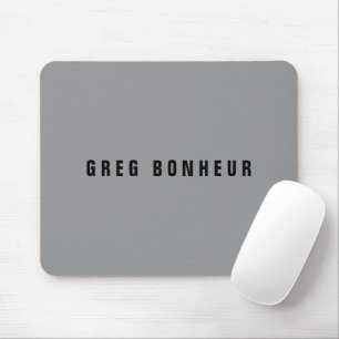 Tapis De Souris Nom au look moderne et élégant Gris et Noir
