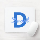 Tapis De Souris Nom Bleu & Monogramme (Avec souris)