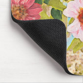 Tapis De Souris Nom Confleur rose personnalisé Art Feuille vert (Coin)