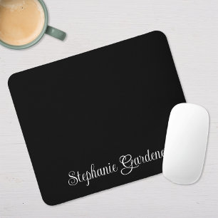 Tapis De Souris Nom de calligraphie bouclée noir et blanc