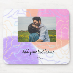 Tapis De Souris nom de couple monogramme personnalisé simple minim