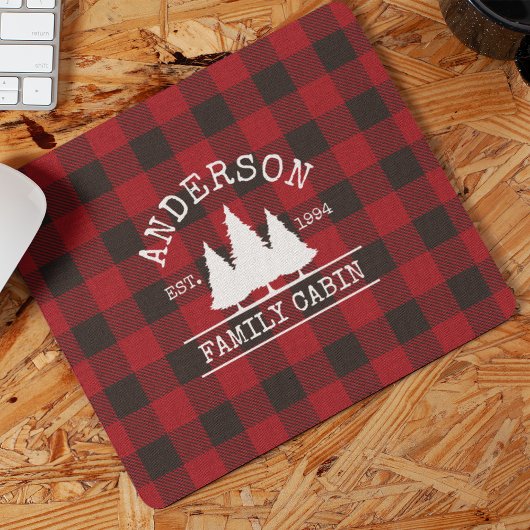 Tapis De Souris Nom de famille du cabine Red Buffalo Plaid