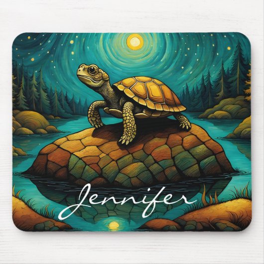 Tapis De Souris Nom de la tortue naturelle de Rock River (Devant)