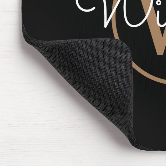 Tapis De Souris Nom de script Monogramme Or Noir (Coin)