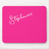 Tapis De Souris Nom de script personnalisé Stylé Rose Chaud Clair  (Devant)