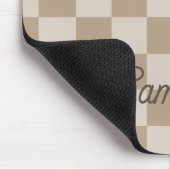Tapis De Souris Nom de script Taupe Beige Checkers (Coin)