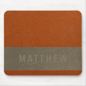 Tapis De Souris Nom de texture de cuir gris orange faux moderne (Devant)