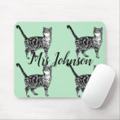 Tapis De Souris Nom des enseignants Tabby Chat Ordinateur Souris P (Avec souris)