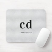 Tapis De Souris Nom d'initialisation du monogramme d'argent (Avec souris)