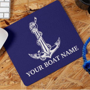 Tapis De Souris Nom du bateau de la corde d'Ancre nautique vintage