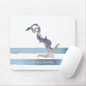 Tapis De Souris Nom du bateau nautique, Ancre Dauphin Stripes (Avec souris)
