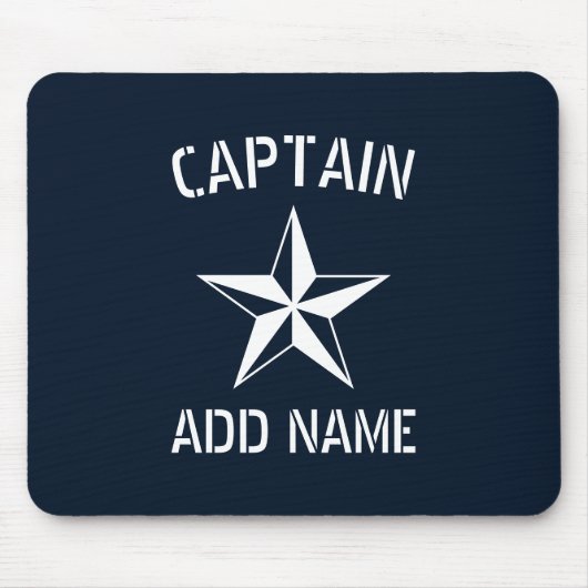 Tapis De Souris Nom du capitaine du bateau étoile nautique bleu et (Devant)