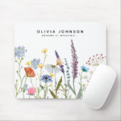 Tapis De Souris Nom du Fleur sauvage d'aquarelle (Avec souris)