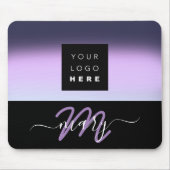 Tapis De Souris Nom du logo personnalisé Monogramme noir Dusty vio (Devant)