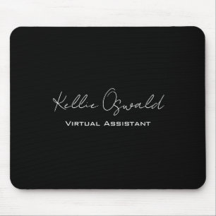 Tapis De Souris Nom du monogramme Assistant virtuel Noir et blanc