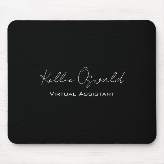 Tapis De Souris Nom du monogramme Assistant virtuel Noir et blanc (Devant)