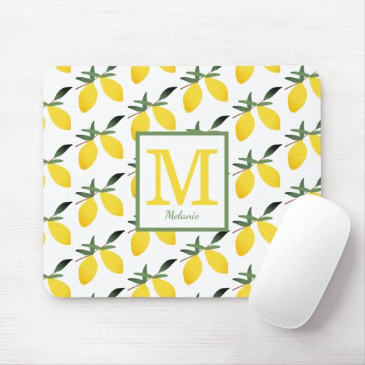Tapis De Souris Nom du monogramme de citron mou (Avec souris)