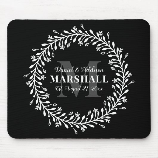 Tapis De Souris Nom du monogramme de couronnes de couple mariées à (Devant)