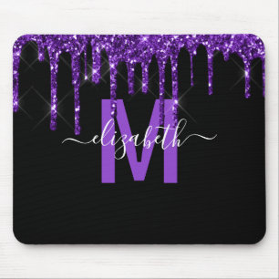 Tapis De Souris Nom du monogramme de la Parties scintillant à gou