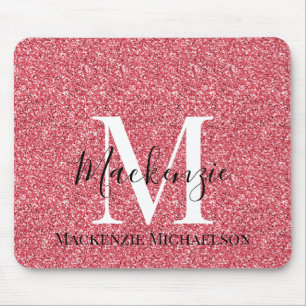 Tapis De Souris Nom du monogramme de la Parties scintillant rouge 