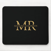 Tapis De Souris Nom du monogramme professionnel Black Gold Initial (Devant)