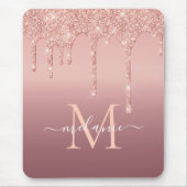 Tapis De Souris Nom du monogramme Rose de texte Gold Blush Parties (Devant)