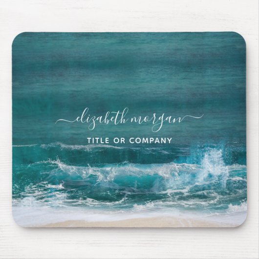 Tapis De Souris Nom du monogramme Script Beach Ocean Modern Souris (Devant)