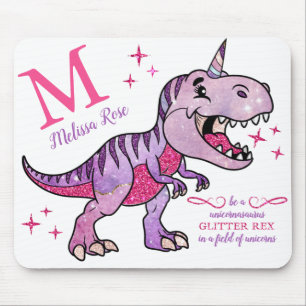 Tapis De Souris Nom du monogramme Unicornasaurus Parties scintilla