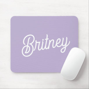 Tapis De Souris Nom du monogramme violet de lavande chic personnal