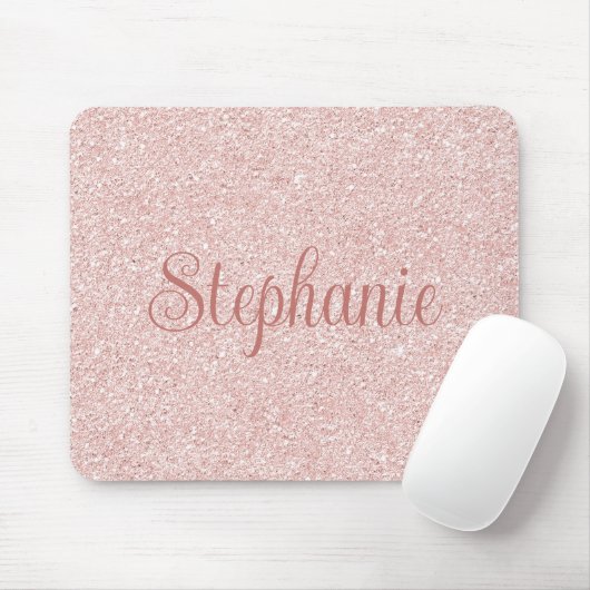 Tapis De Souris Nom du script curly Rose Parties scintillant or (Avec souris)