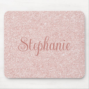 Tapis De Souris Nom du script curly Rose Parties scintillant or