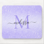 Tapis De Souris Nom du script de la Parties scintillant violette P<br><div class="desc">Nom du script de Parties scintillant violet Conception du monogramme</div>