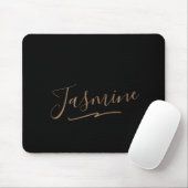 Tapis De Souris Nom du script féminin en or noir moderne (Avec souris)