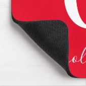 Tapis De Souris Nom du script Monogramme Personnalisé Rouge Et Bla (Coin)