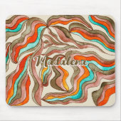 Tapis De Souris Nom du script Super rétro rose vif orange vif (Devant)