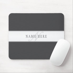 Tapis De Souris Nom élégant et monogramme   Gris foncé et clair
