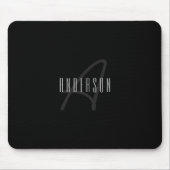 Tapis De Souris Nom élégant moderne & monogramme | Gris foncé & No (Devant)