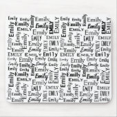 Tapis De Souris Nom EMILY noir sur blanc (Devant)
