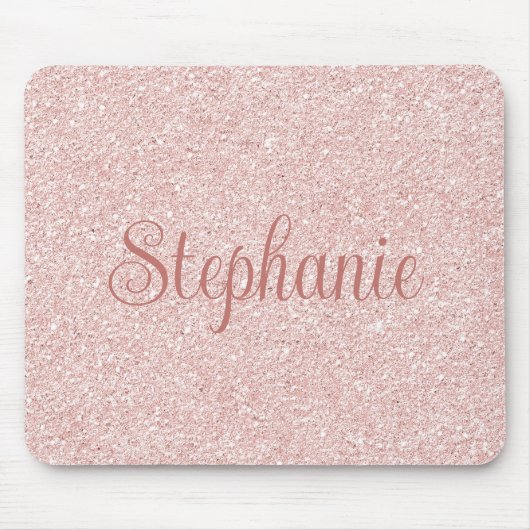Tapis De Souris Nom en écriture cursive rose gold pailleté (Devant)