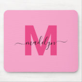 Tapis De Souris Nom en écriture manuscrite avec monogramme rose fé (Devant)