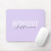 Tapis De Souris Nom en gras Script moderne Lavande Lavande Monogra (Avec souris)