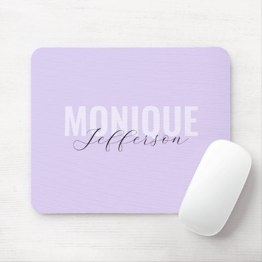 Tapis De Souris Nom en gras Script moderne Lavande Lavande Monogra (Avec souris)