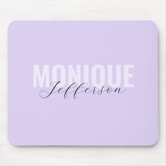 Tapis De Souris Nom en gras Script moderne Lavande Lavande Monogra (Devant)