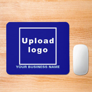 Tapis De Souris Nom et logo de l'entreprise sur la carte bleue de