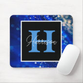 Tapis De Souris Nom et monogramme bleu (Avec souris)
