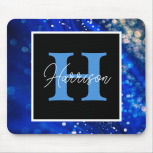 Tapis De Souris Nom et monogramme bleu