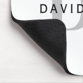 Tapis De Souris Nom et monogramme modernes | Blanc noir et gris (Coin)