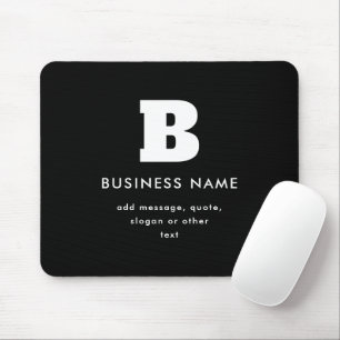 Tapis De Souris Nom et slogan commercial modifiables Noir et bla